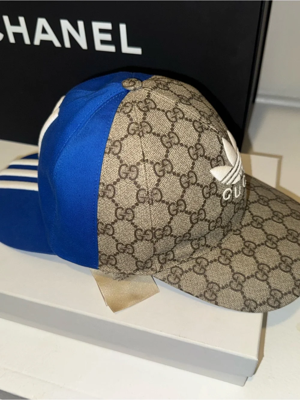 Gucci Blue and Beige GG Canvas Baseball Cap